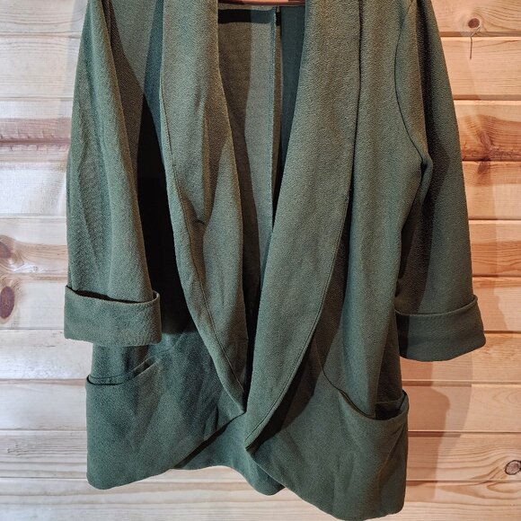 French Mauve Open Front Cardigan • Olive Green Knit • Women’s XL - Picture 8 of 8